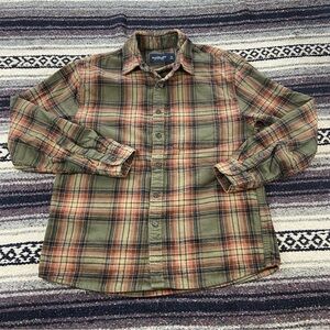 Mens XS Abercrombie & Fitch Olive Rust Plaid Flannel Button Down Shirt XSmall